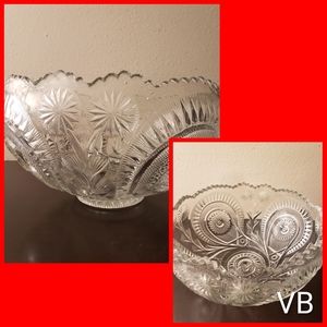 Vintage Cut Crystal Punch Bowl